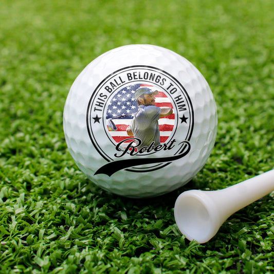 Custom Photo Personalized Golf Ball for Dad with personalized design details for meaningful gifting