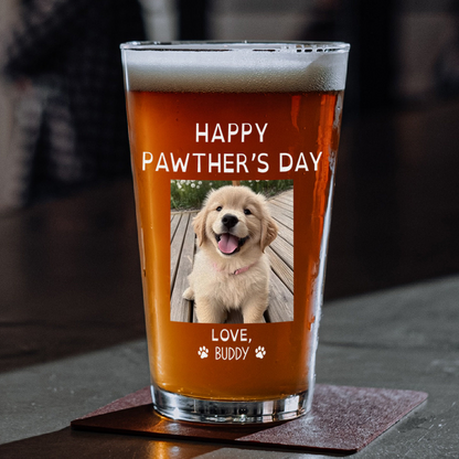 Personalized Dog Dad Beer Glass for Dad with personalized design details for meaningful gifting