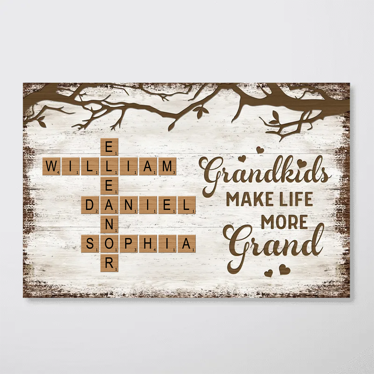 Grandkids Make Life More Grand - Personalized Custom Crossword Puzzle Art Poster / Canvas