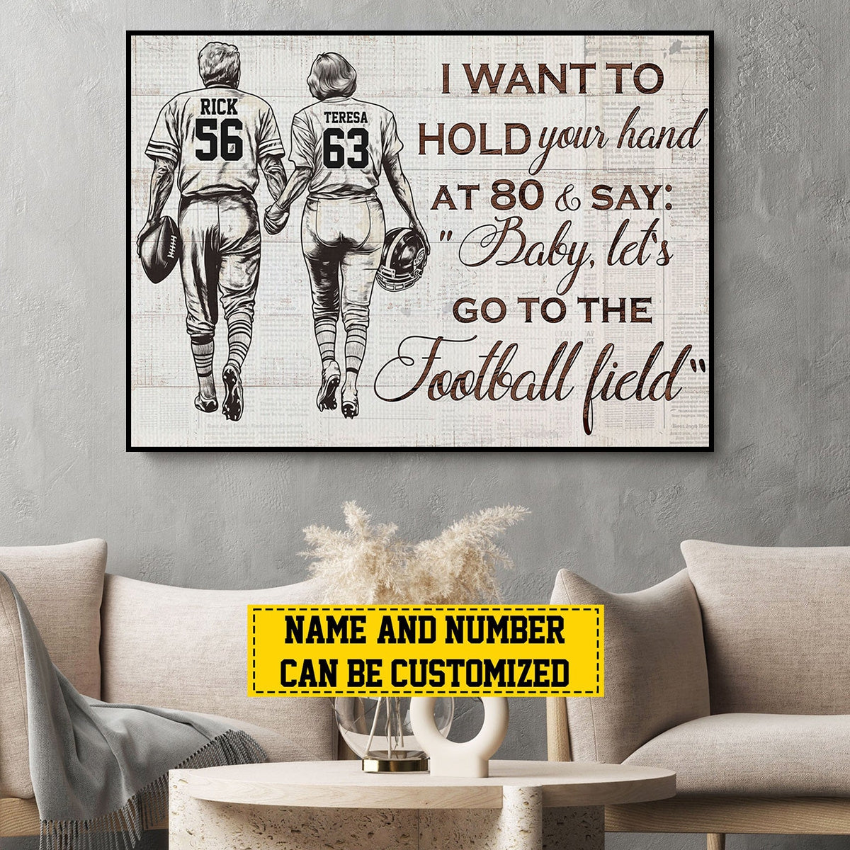 Personalized I Want To Hold Your Hand Football Poster / Canvas - Gift For Football Lovers