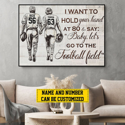 Personalized I Want To Hold Your Hand Football Poster / Canvas - Gift For Football Lovers