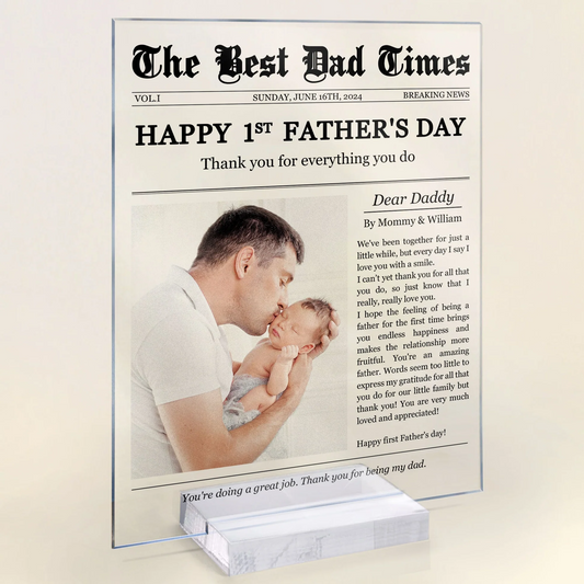 Personalized First Father's Day Plaque for Dad with personalized design details for meaningful gifting