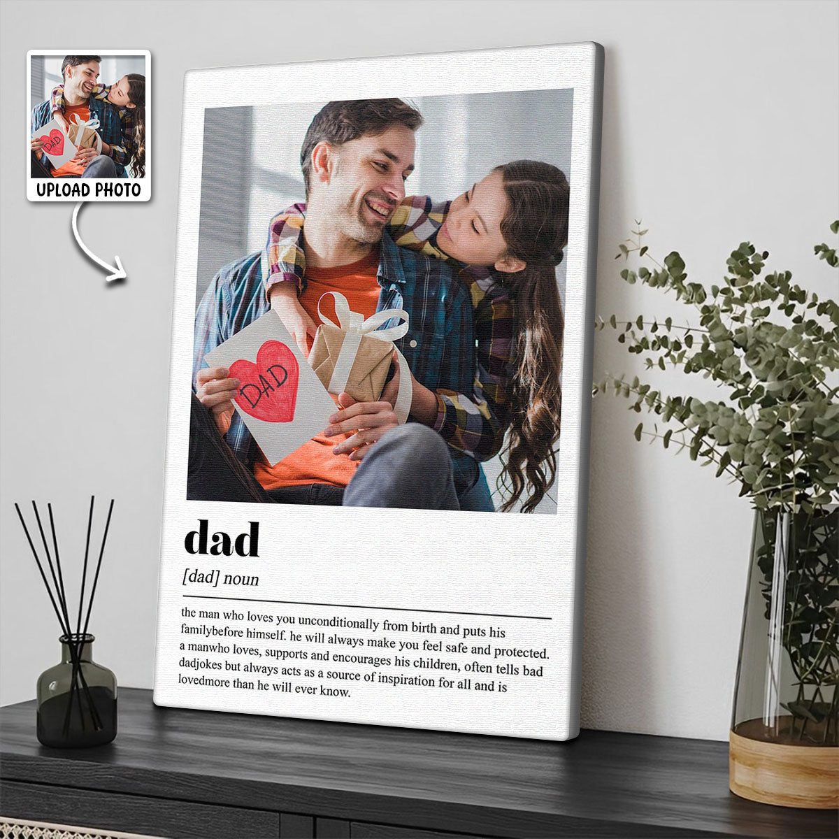 Dad Definition - Personalized Photo Canvas - Perfect Present for Dad Who Just Became a Father