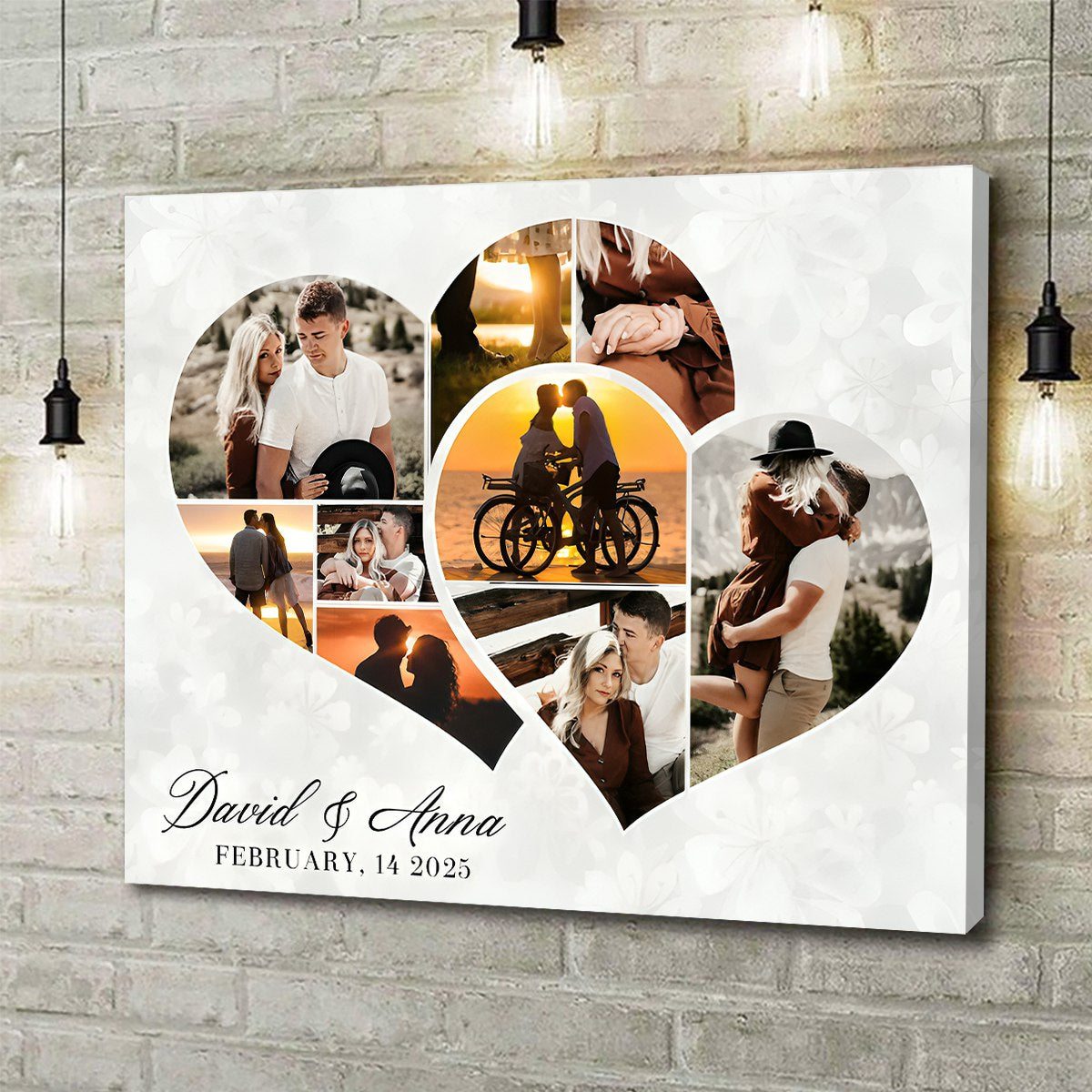 Personalized Two Hearts Entangled Photo Collage Canvas / Poster - Love Story Anniversary Gift For Couples