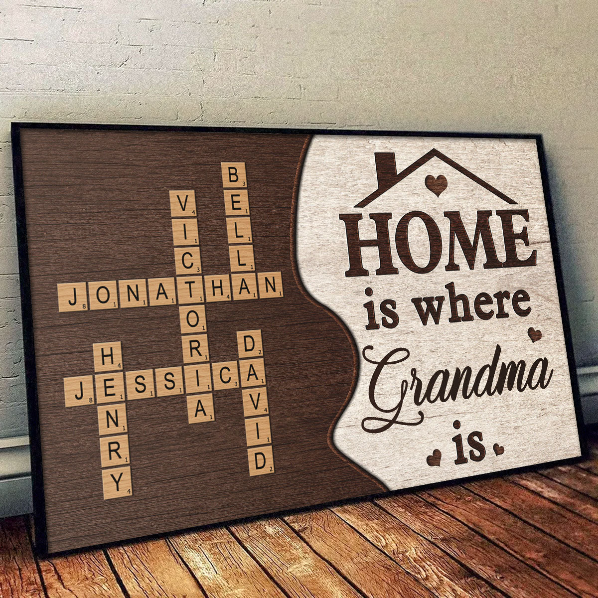 Home Is Where Grandma Is - Personalized Custom Family Crossword Canvas / Poster