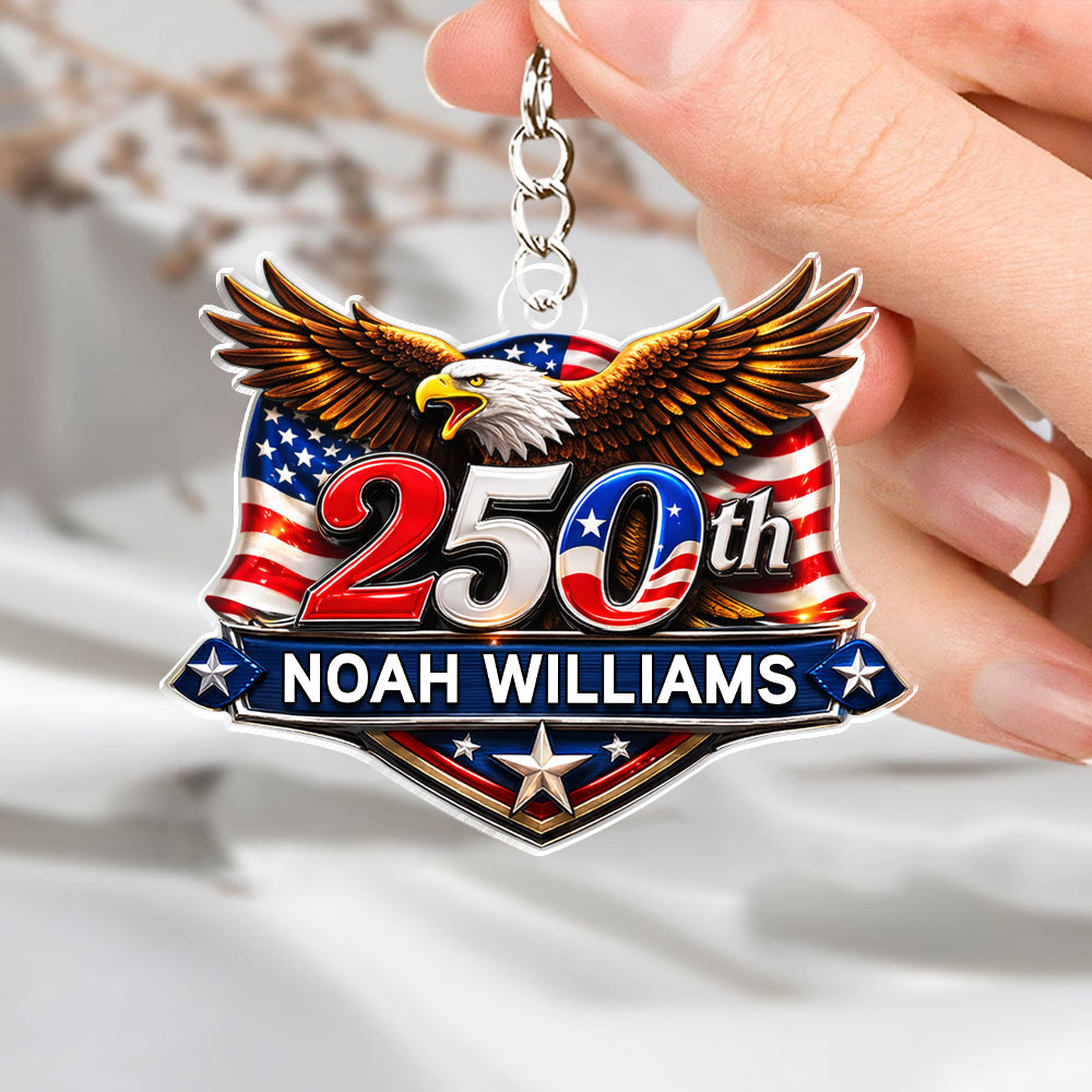 USA 250th Anniversary Eagle Acrylic Keychain - Patriotic Semiquincentennial Gift