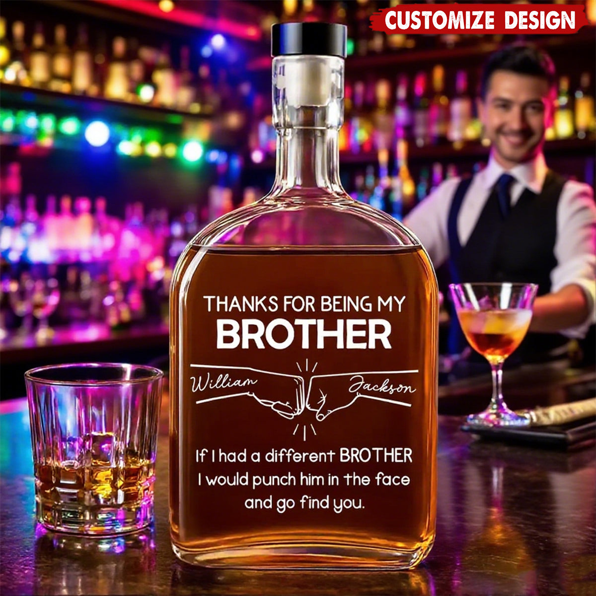 Personalized Brother Whiskey Decanter personalization view for Brother