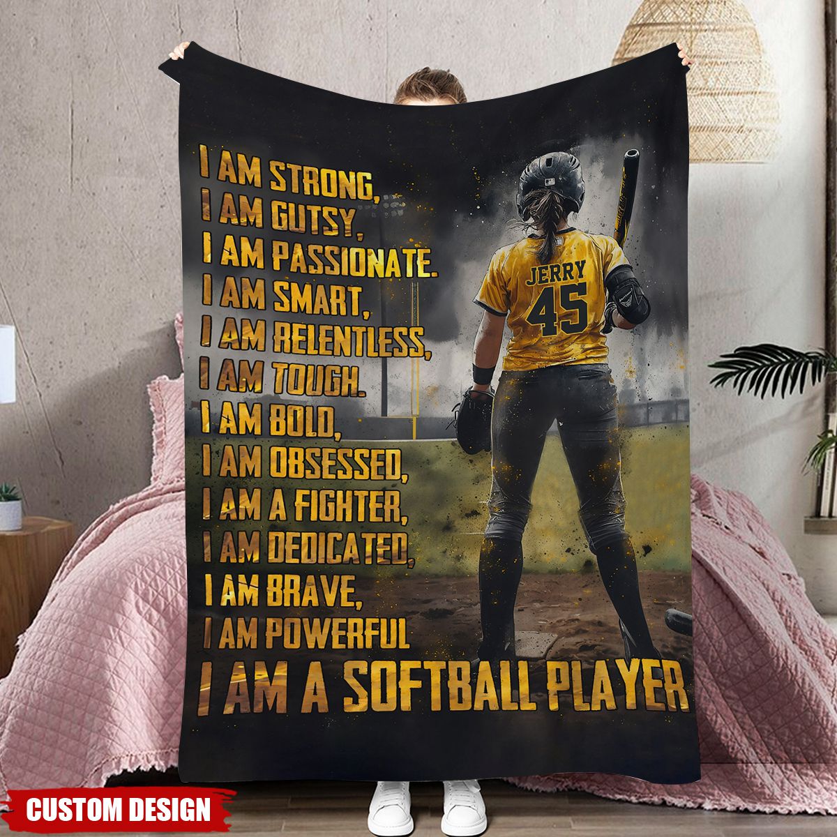Personalized Softball Champion Blanket - Gift for Your Star Player Daughter