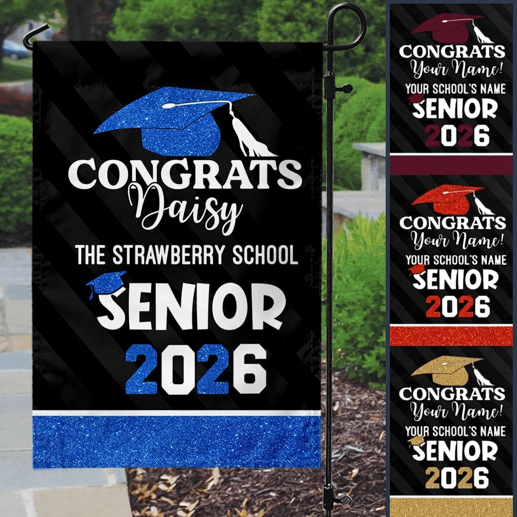 “Congrats Graduate” Personalized Garden Flag - Celebrate Your Milestone!