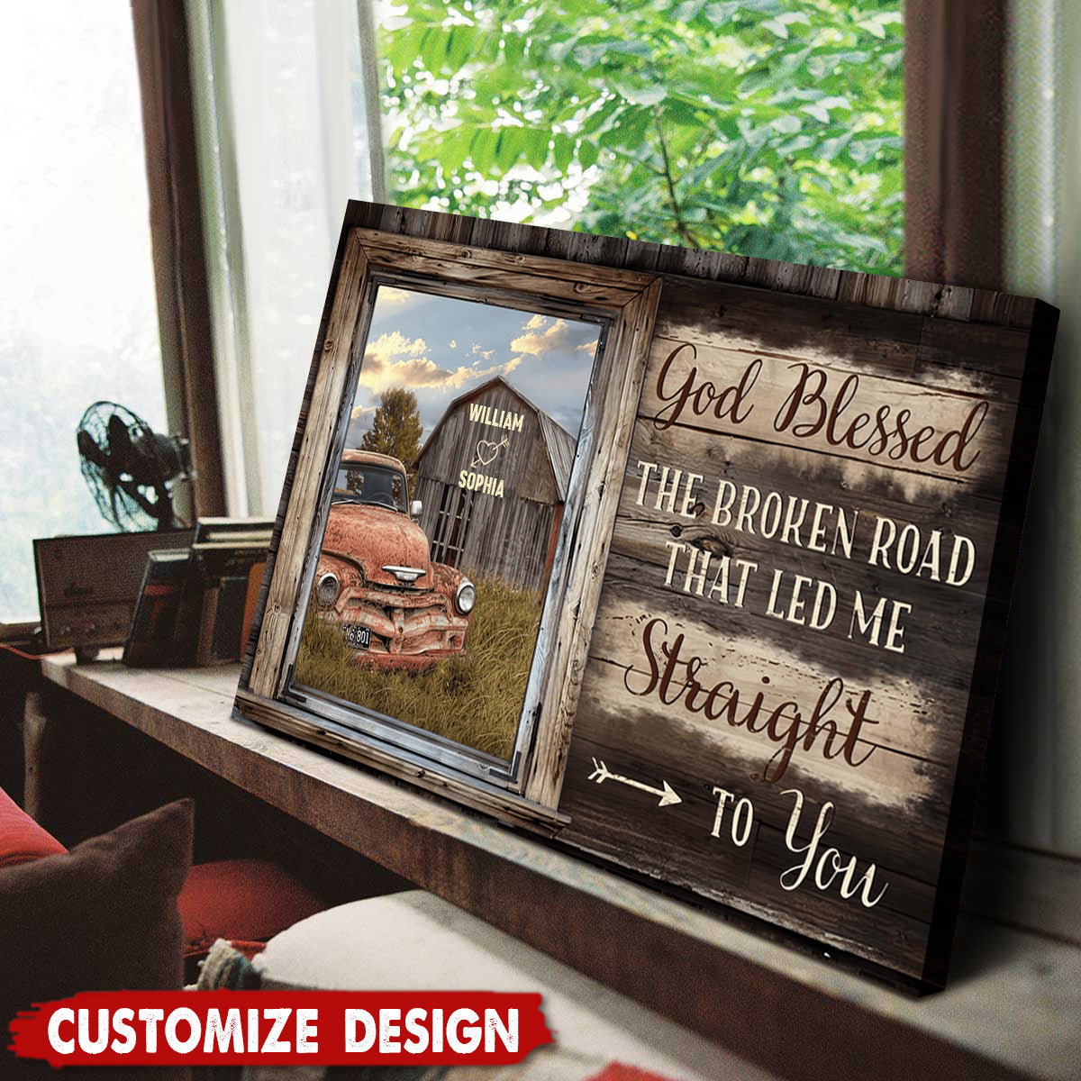 God Bless The Broken Road That Led Me Straight To You - Personalized Couples Anniversary Canvas / Poster