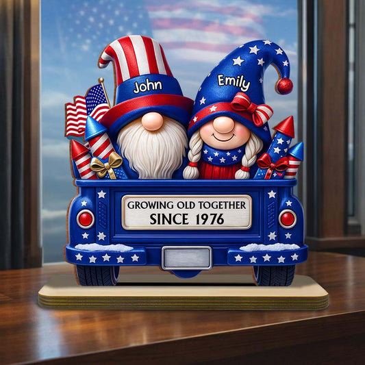 “Growing Old Together” Personalized Wood Plaque - Anniversary Gift for Couple