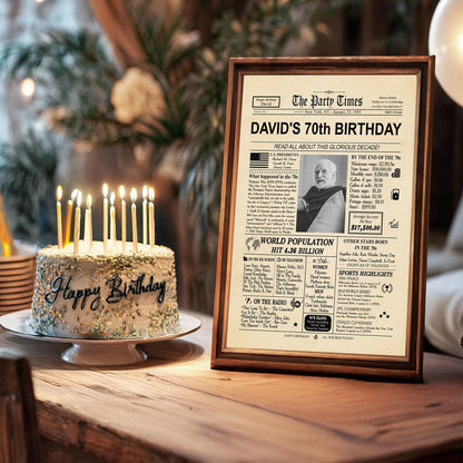 Canvas / Poster material and size view - Custom Birthday Newspaper Poster