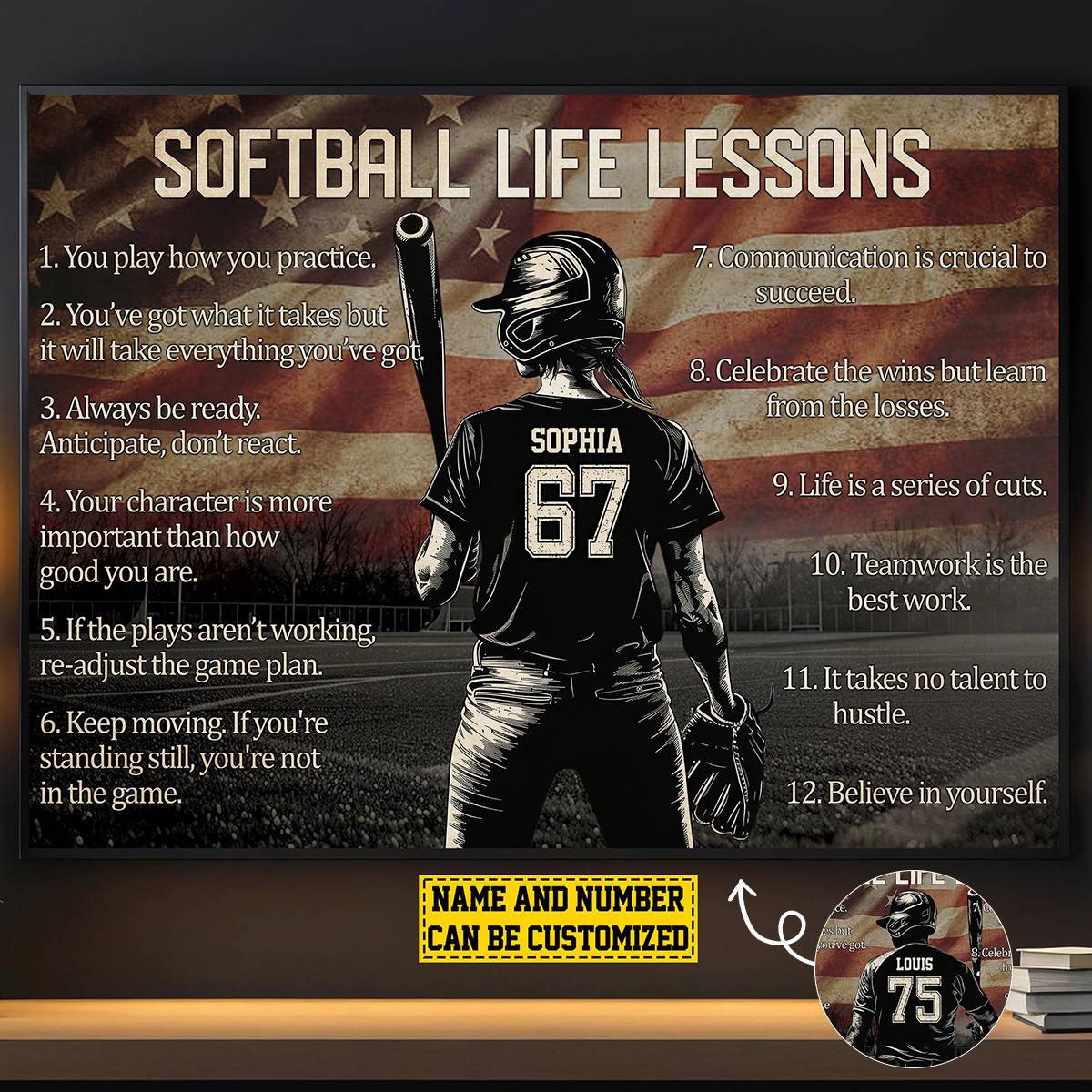 Personalized American Softball Life Lesson Poster / Canvas - Gift For Softball Lovers