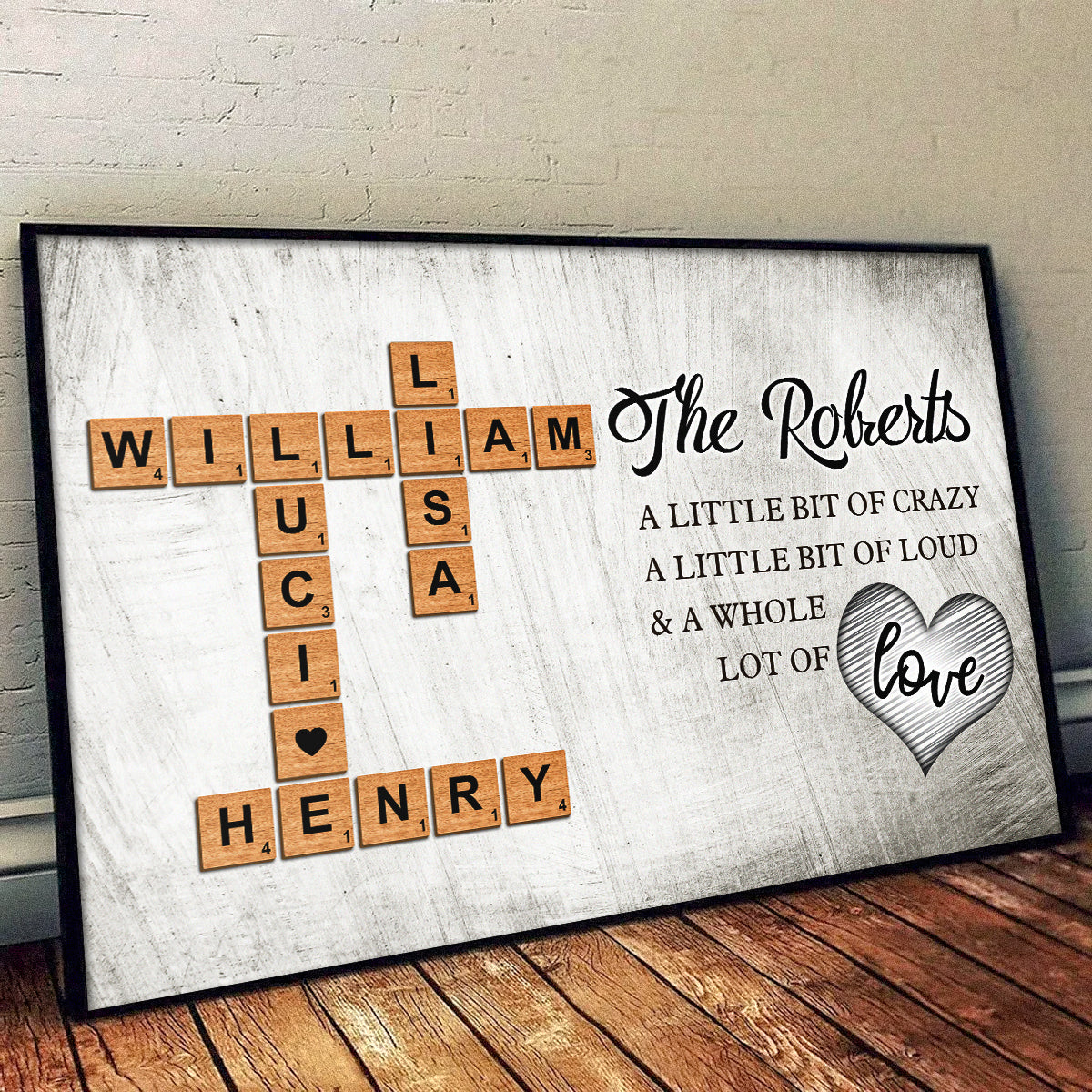 Our Family, A Whole Lot Of Love - Personalized Customized Crossword Canvas / Poster