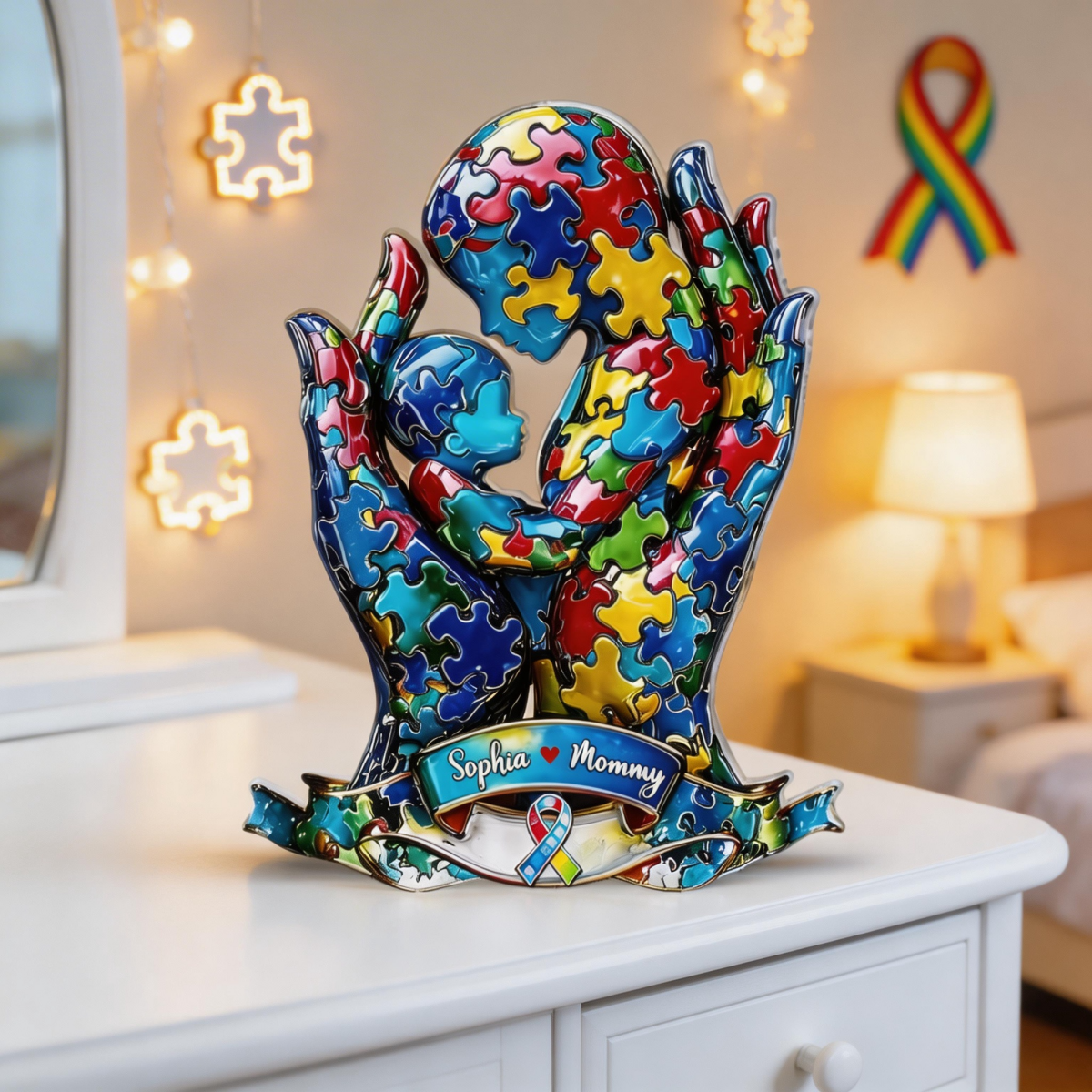 “Mom and Son Awareness” Personalized Acrylic Plaque - Unique Gift for Autism Mom