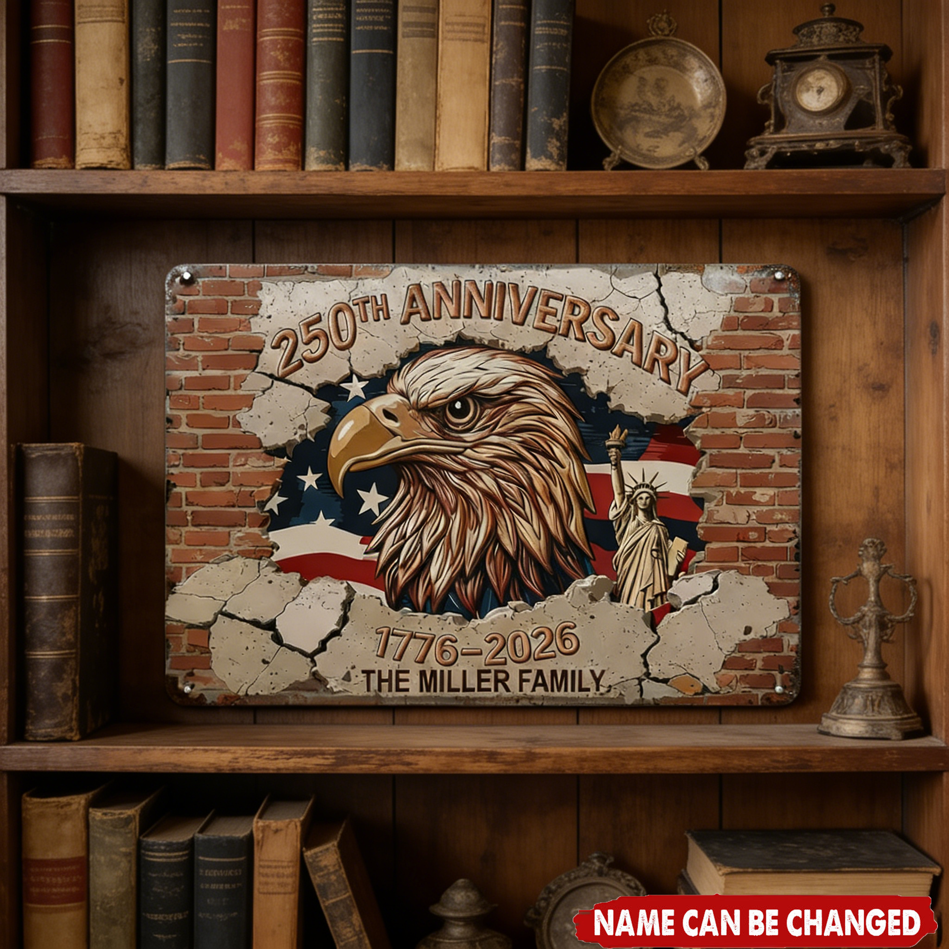 250th Anniversary - Personalized Eagle & Family Name Metal Sign