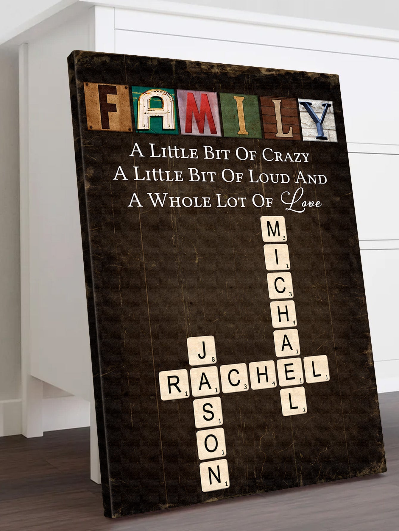 A Whole Lot Of Love - Personalized Family Crossword Canvas / Poster