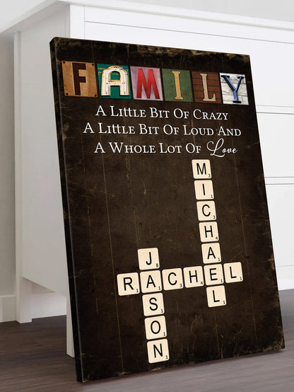 A Whole Lot Of Love - Personalized Family Crossword Canvas / Poster