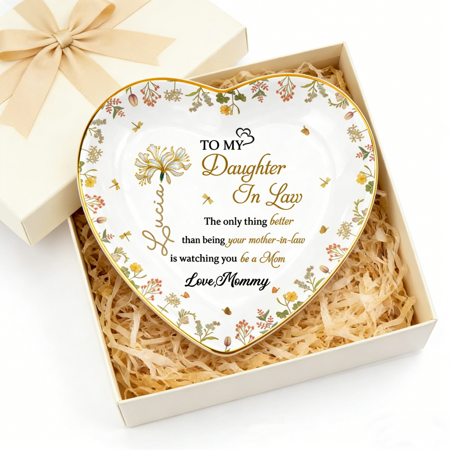 “To My Daughter-In-Law” Personalized Heart Jewelry Dish - Gift from Mom