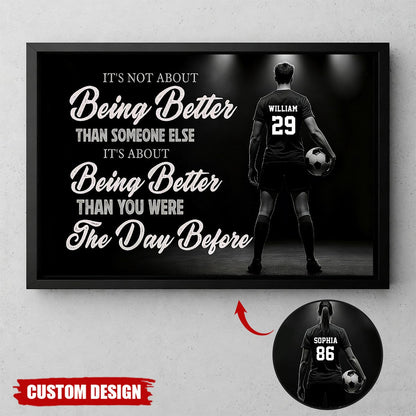 “It’s About Being Better” Motivational Soccer Canvas / Poster - Personalized Wall Art for Girls