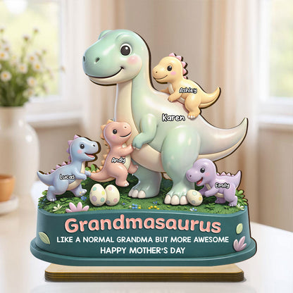 Personalized Dino Family Wooden Plaque - Mother’s Day Gift for Mom & Wife
