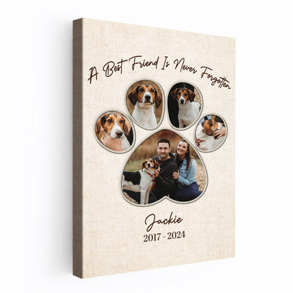 Personalized Custom Pet Photo “A Best Friend Is Never Forgetten” Canvas / Poster - Custom Gift For Pet Dog Memorial Loss