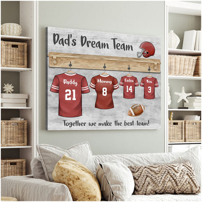 Dad’s Dream Team - Personalized Father’s Day Football Canvas / Poster