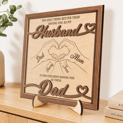 Personalized Husband And Dad Wooden Plaque personalization view for Husband