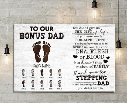 Personalized Stepdad Gift: 'Heart Makes Us Family' Custom Canvas Print