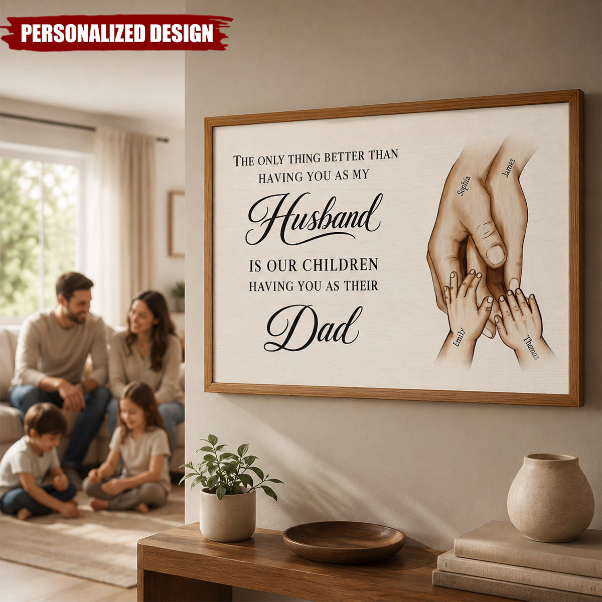 Personalized Husband And Dad Hands Canvas for Husband with personalized design details for meaningful gifting image 8