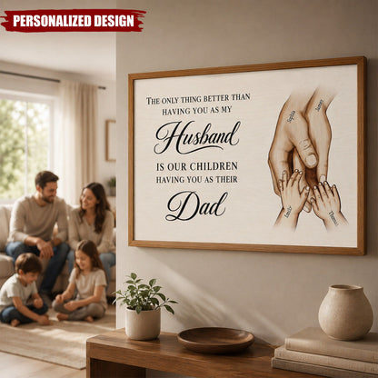 Personalized Husband And Dad Hands Canvas for Husband with personalized design details for meaningful gifting image 8