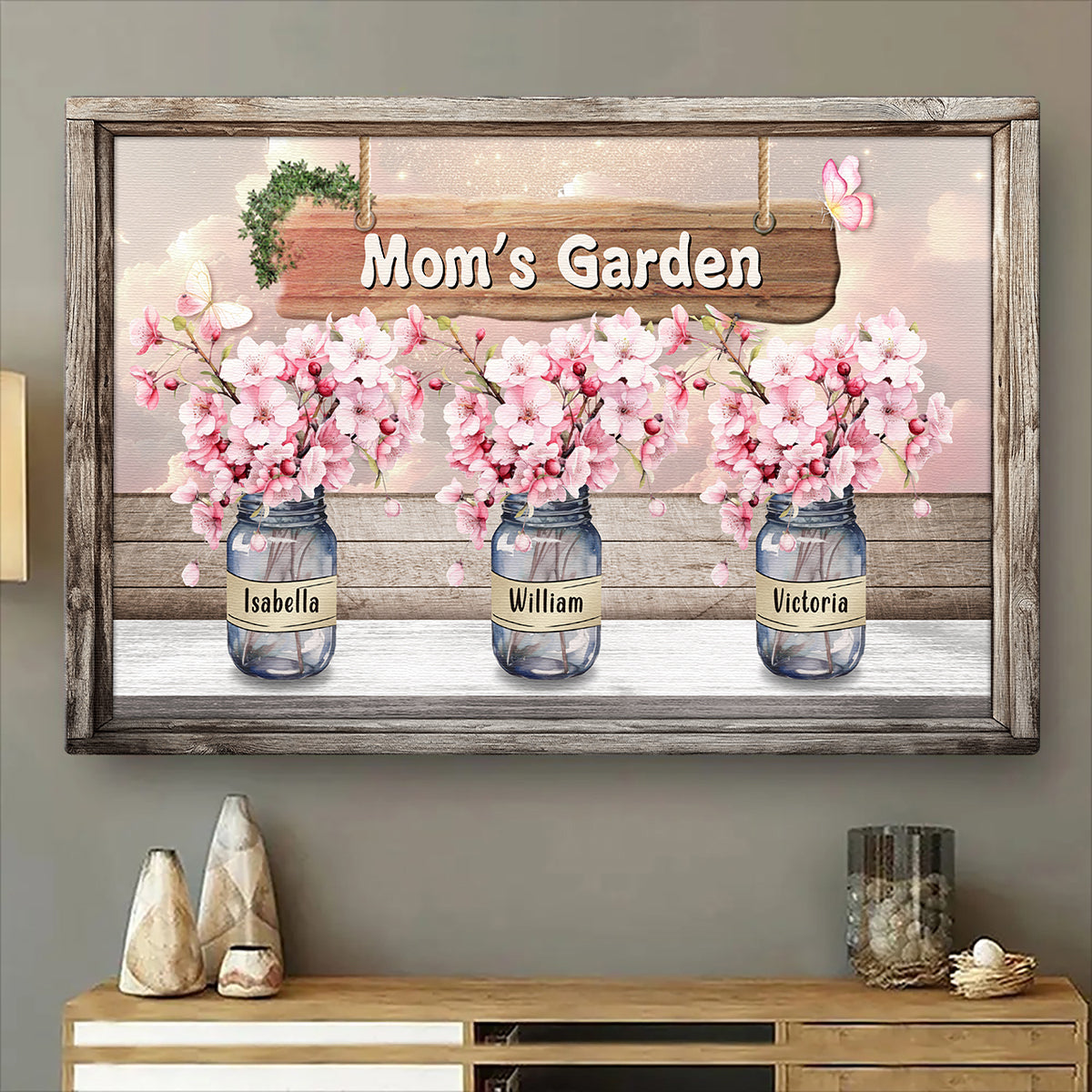 Grandma's Garden - Personalized Custom Of Cherry Blossom Pot Canvas / Poster