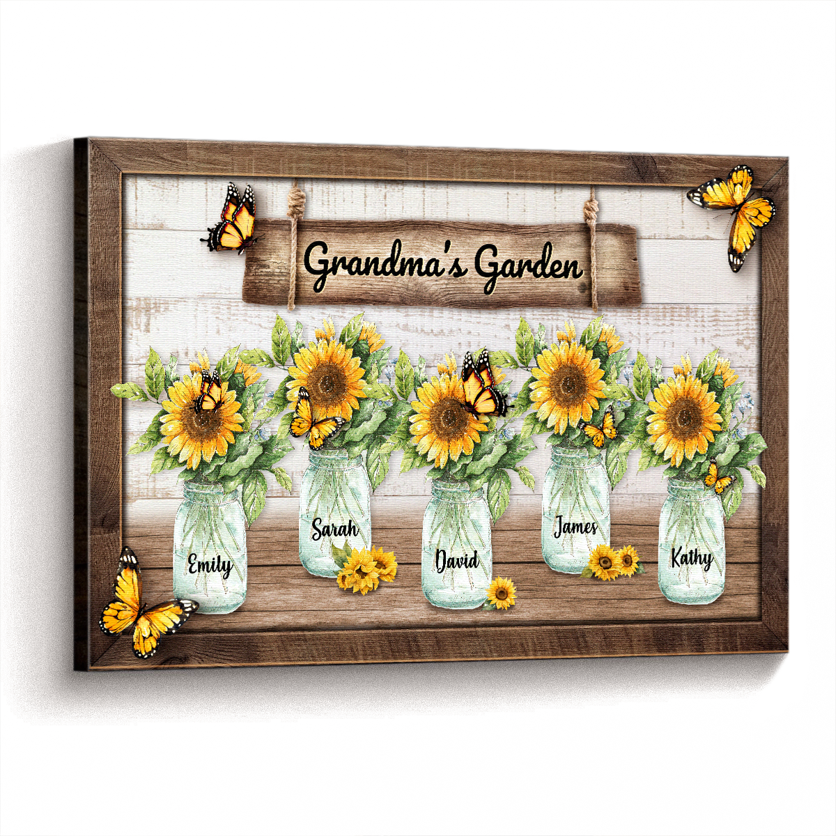 Personalized Customized Grandma's Sunflowers Garden Canvas / Poster - Custom Gift For Family Members
