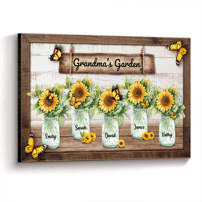 Personalized Customized Grandma's Sunflowers Garden Canvas / Poster - Custom Gift For Family Members