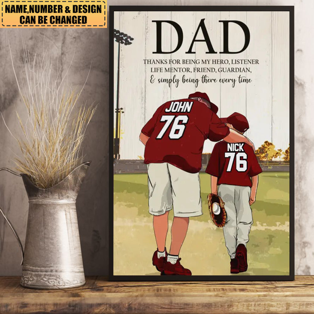 Thanks For Being My Hero - Personalized Baseball Poster / Canvas Gift