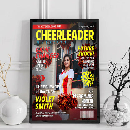 Personalized Cheerleader Magazine Cover Poster / Canvas - Custom Gift For Cheerleader