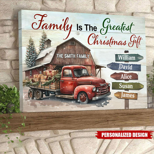 Merry Christmas Sign Family - Personalized Custom Christmas Decor Poster / Canvas
