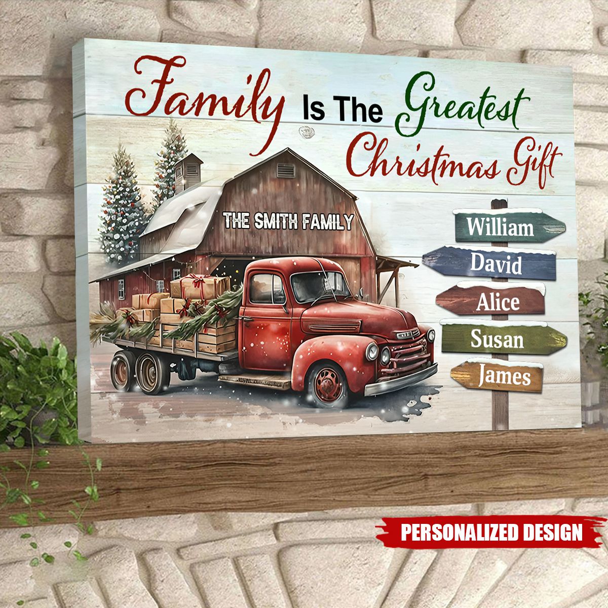 Merry Christmas Sign Family - Personalized Custom Christmas Decor Poster / Canvas