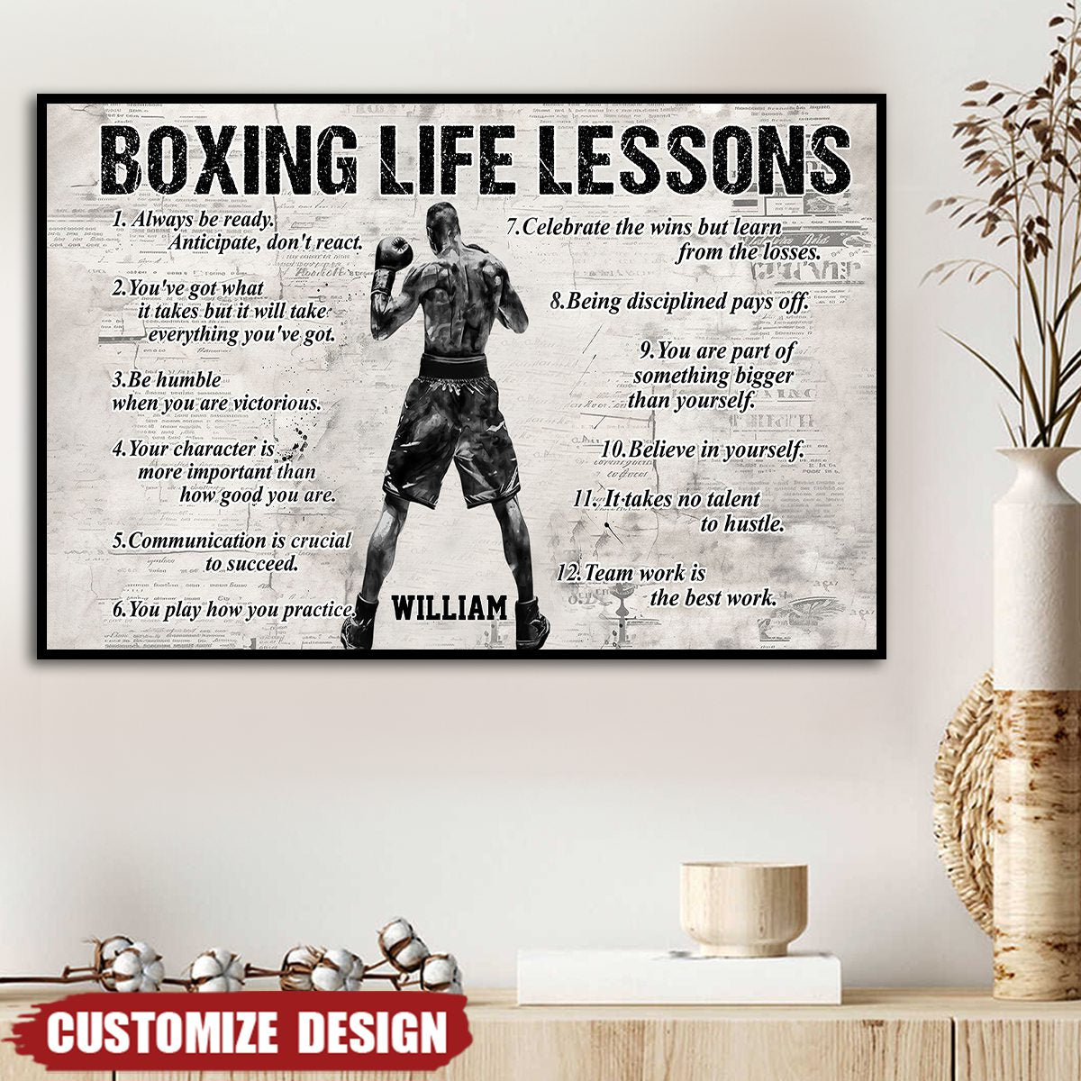 Personalized Boxing Life Lessons Poster / Canvas - Gift For Boxing Lovers