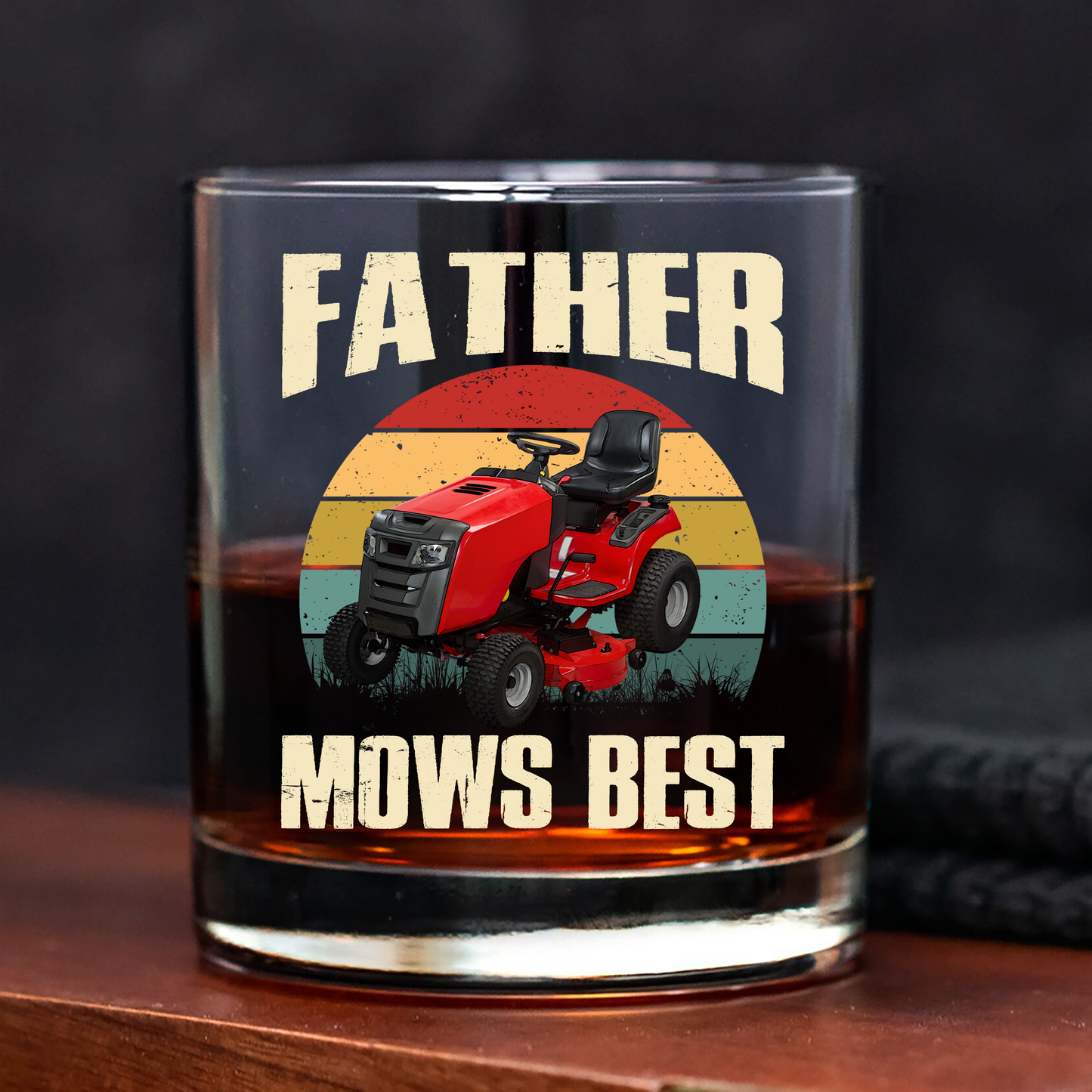 Custom Father Mows Best Retro Whiskey Glass - Father’s Day Photo Gift