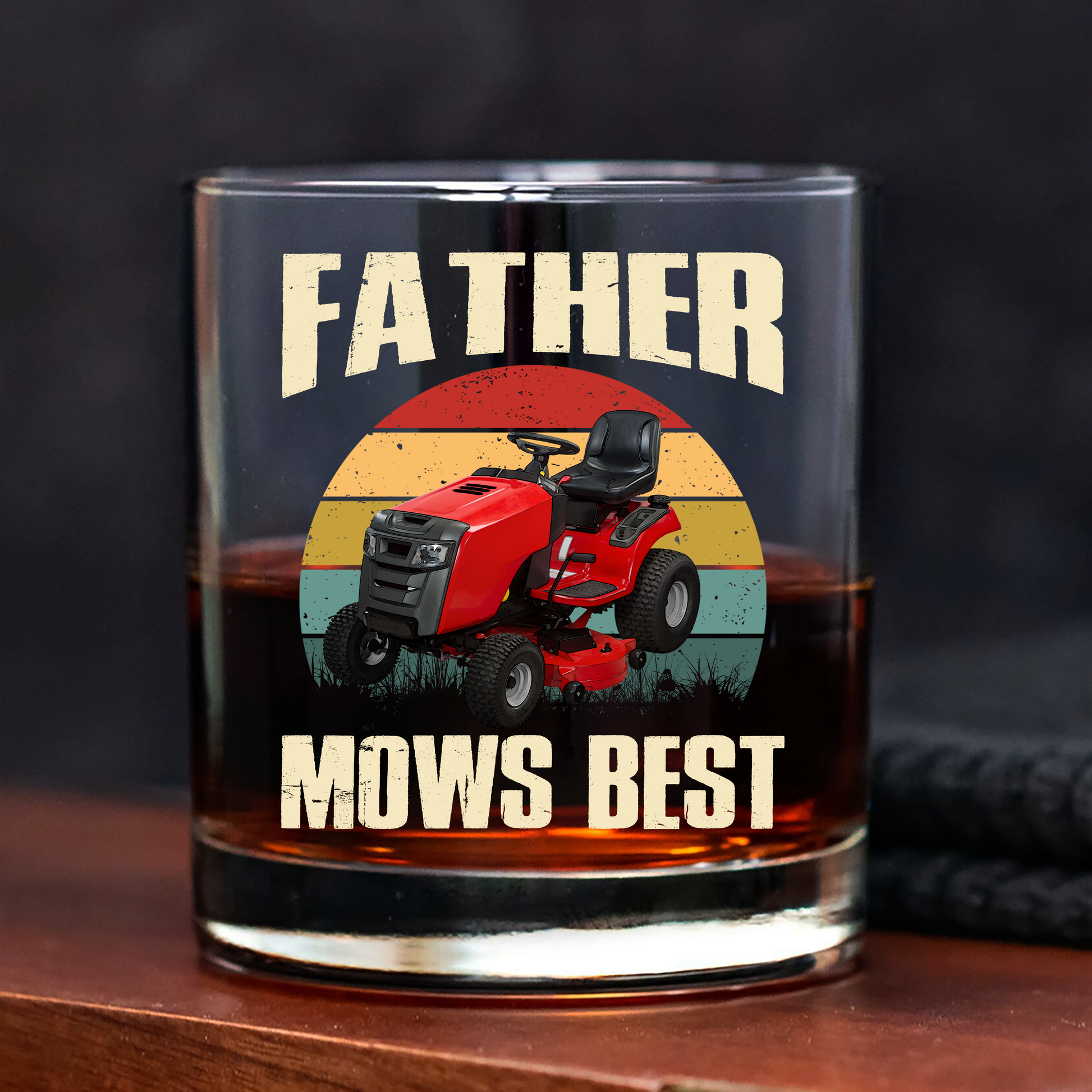 Custom Father Mows Best Retro Whiskey Glass - Father’s Day Photo Gift
