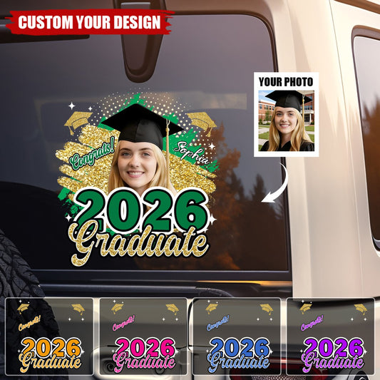 Personalized Graduation Car Window Decal - Class of 2026 Custom Photo Sticker