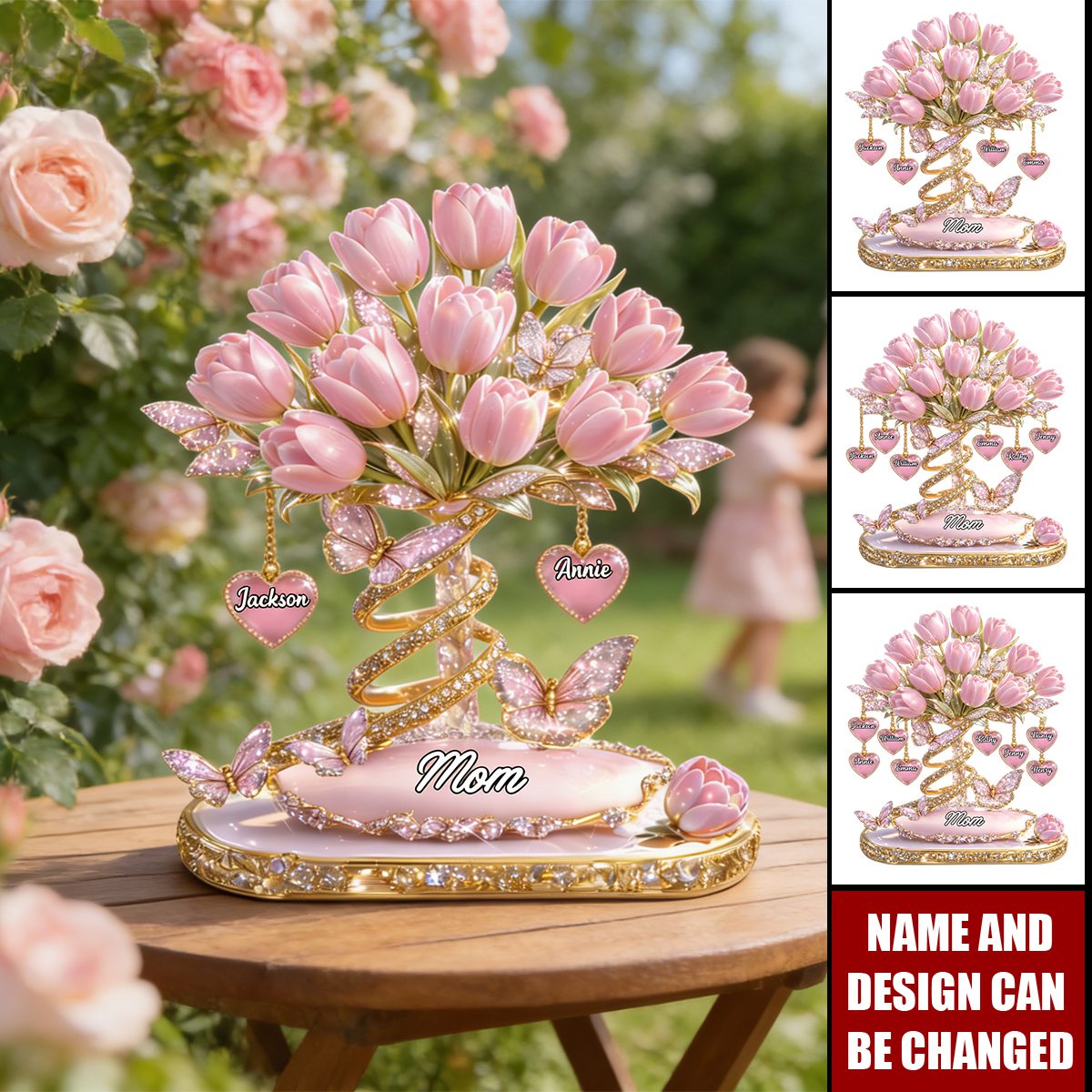 Mom We Love You - Personalized Tulip Bouquet Acrylic Plaque
