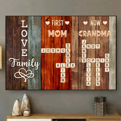 Heartfelt Custom 'First Mom Now Grandma' Scrabble Canvas for Nana