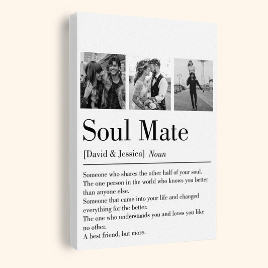 Personalized 'Soul Mate' Canvas: Definition Art for Couples & Anniversaries