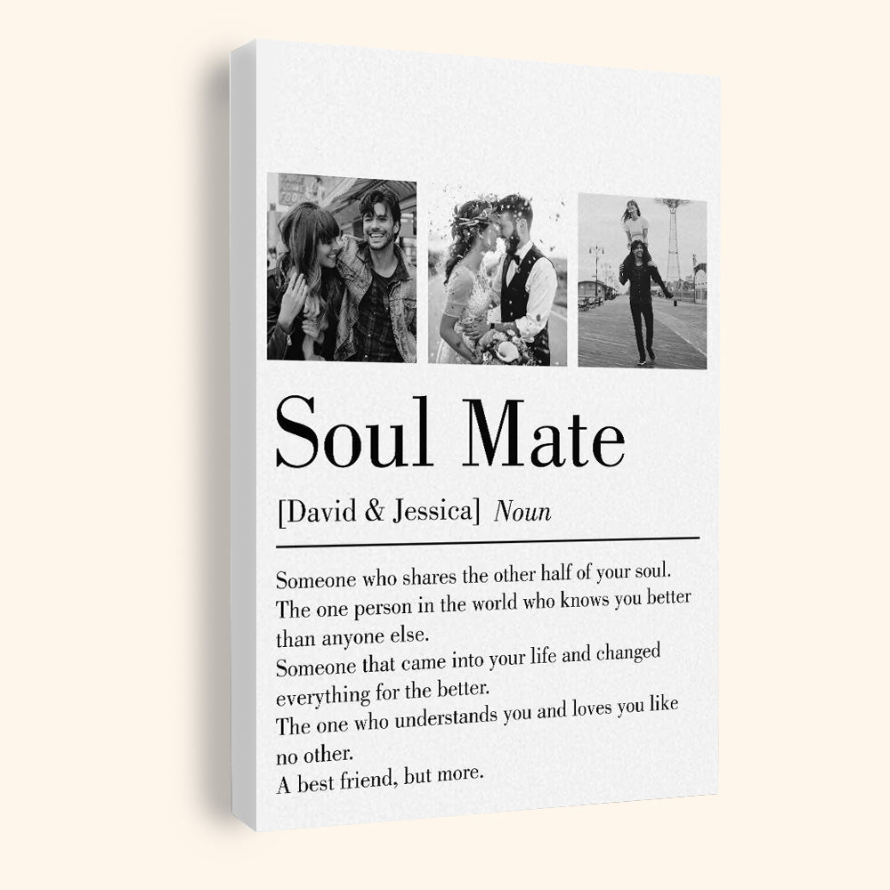 Personalized 'Soul Mate' Canvas: Definition Art for Couples & Anniversaries