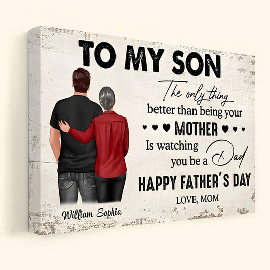 Heartfelt Personalized Canvas from Mom to Son - Happy Father's Day Dad