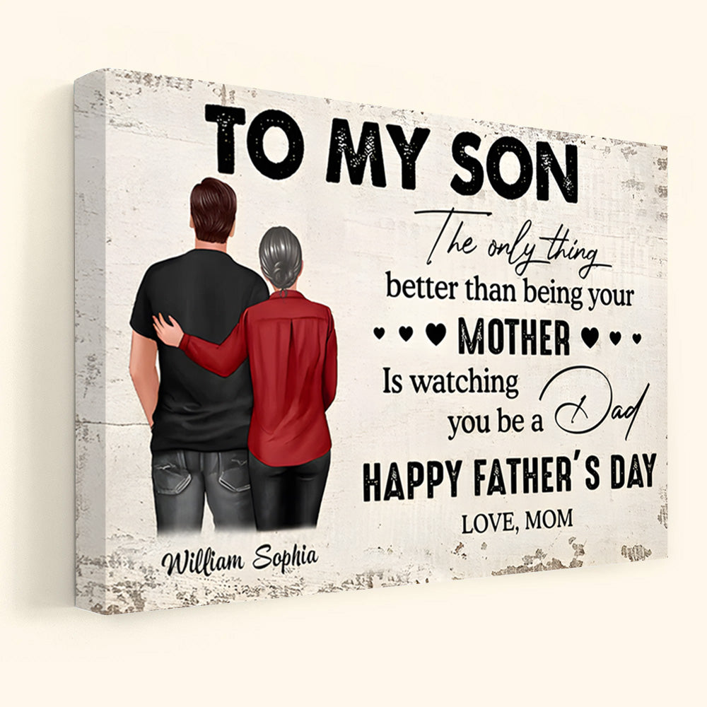 Heartfelt Personalized Canvas from Mom to Son - Happy Father's Day Dad