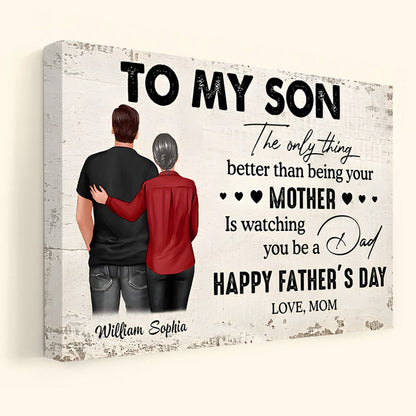 Heartfelt Personalized Canvas from Mom to Son - Happy Father's Day Dad