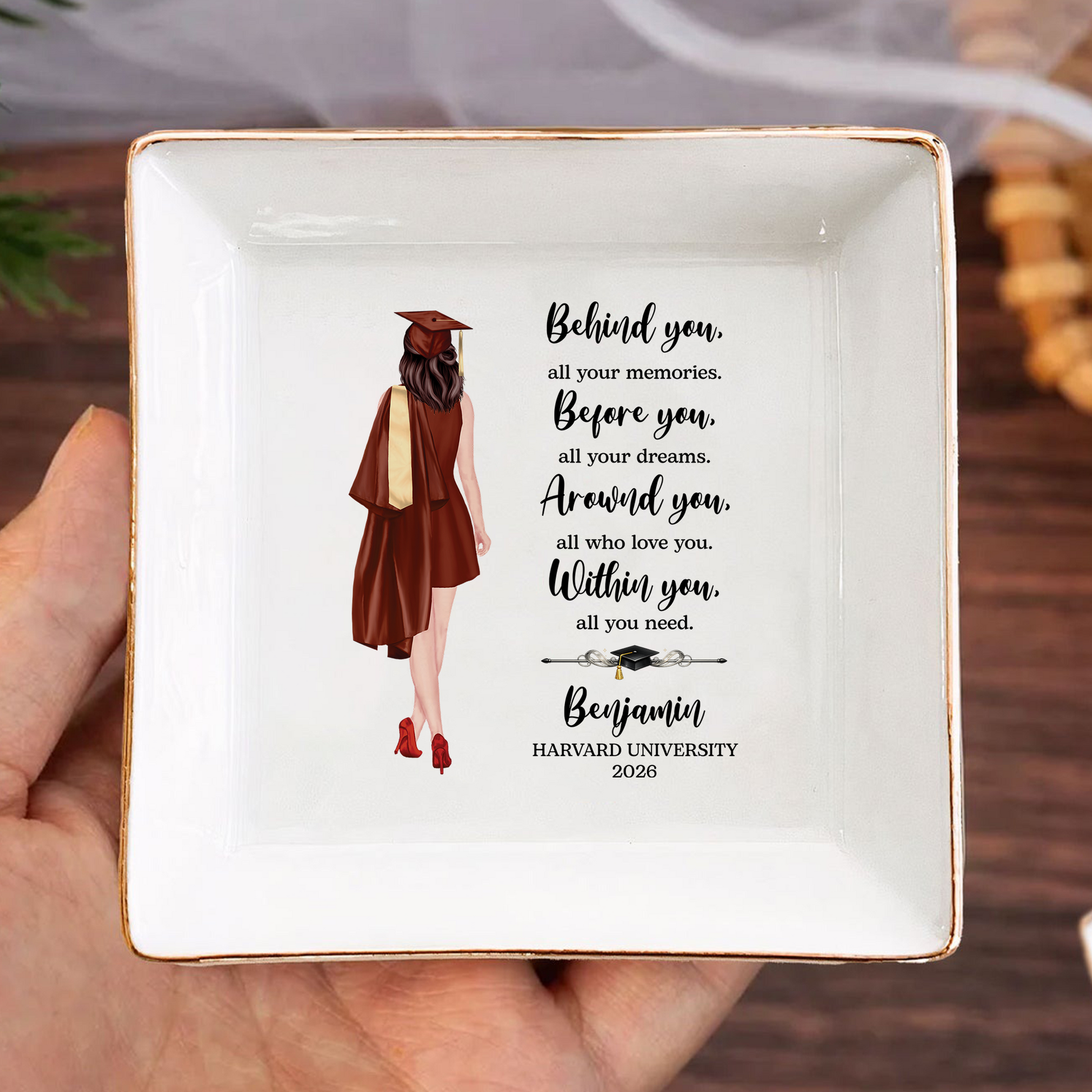Personalized Graduation Jewelry Dish - Class of 2026 Gift for Her